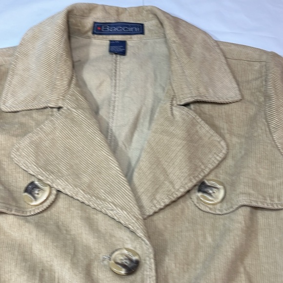 Corduroy tan JACKET women 1X Button Up tie belt notched collar short trench coat - Picture 7 of 14